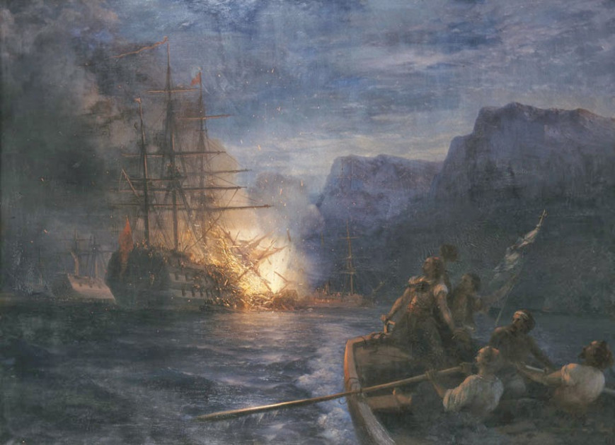 Η πυρπόληση της τουρκικής ναυαρχίδας στη Χίο